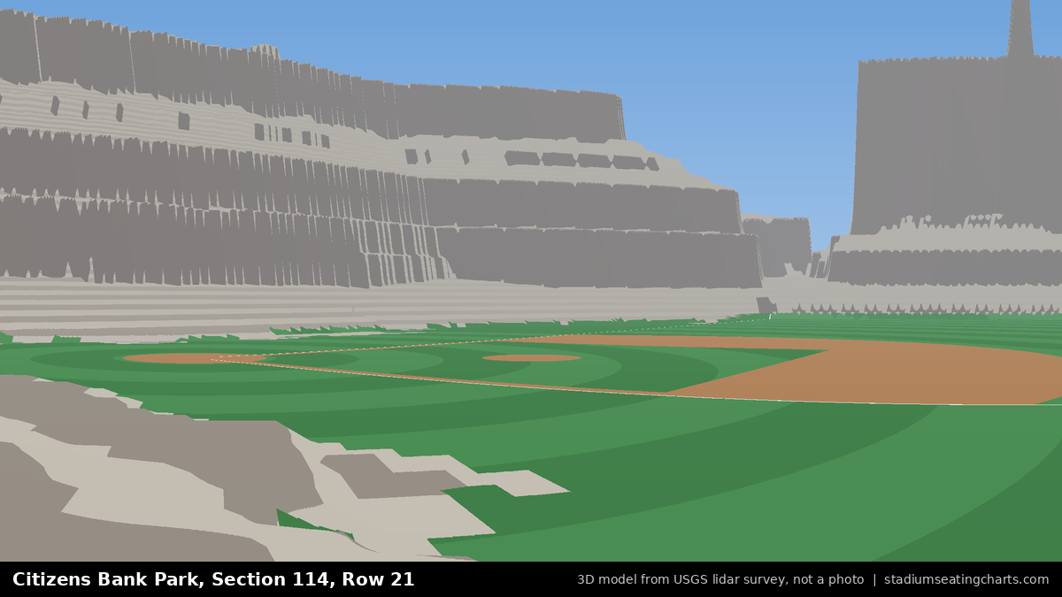 View from Citizens Bank Park Section 114, Row 21, looking toward the pitcher's mound