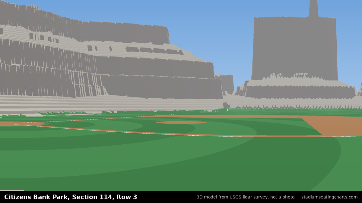 View from Citizens Bank Park Section 114, Row 3, looking toward the pitcher's mound