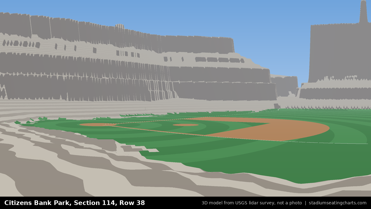 View from Citizens Bank Park Section 114, Row 38, looking toward the pitcher's mound