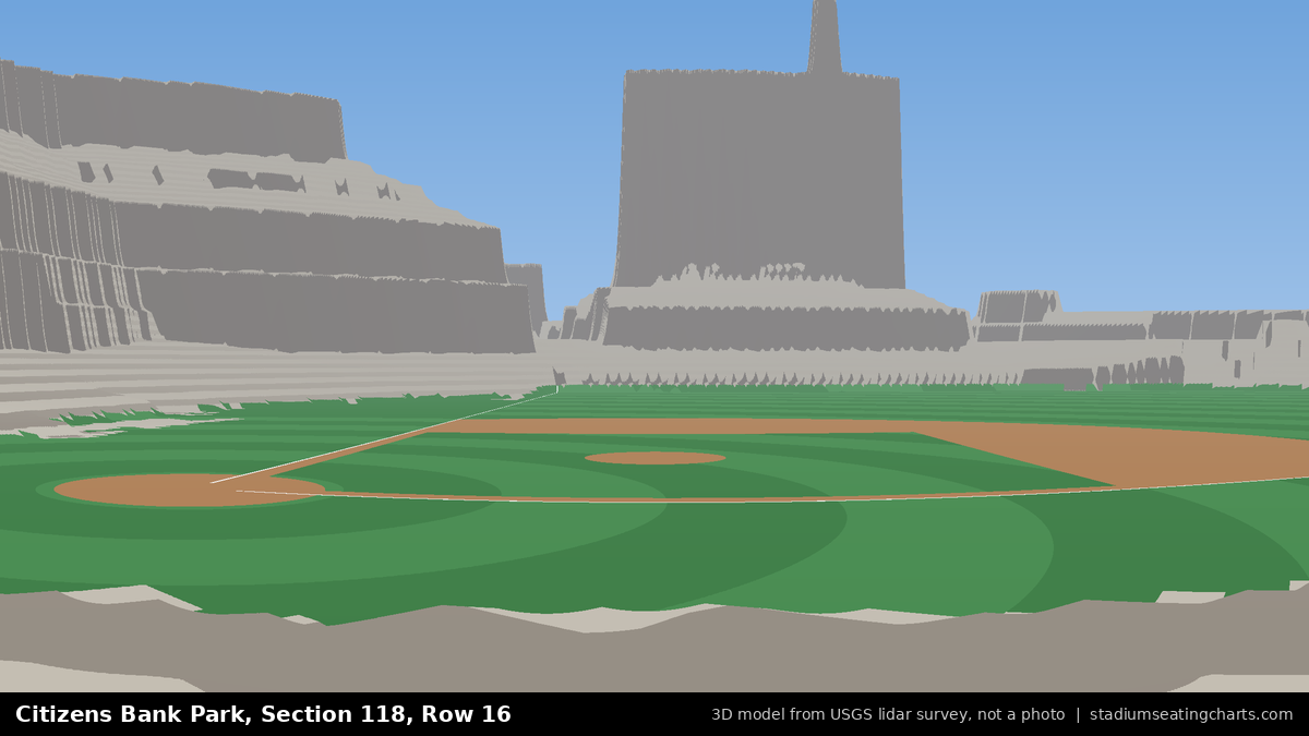 View from Citizens Bank Park Section 118, Row 16, looking toward the pitcher's mound