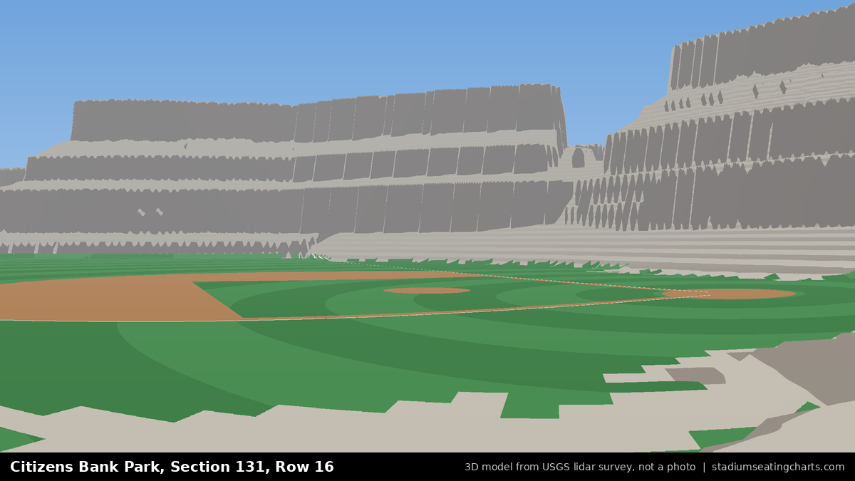 View from Citizens Bank Park Section 131, Row 16, looking toward the pitcher's mound