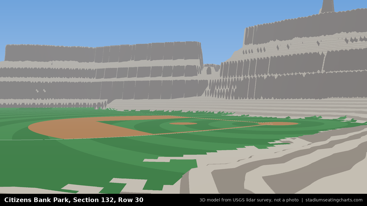 View from Citizens Bank Park Section 132, Row 30, looking toward the pitcher's mound
