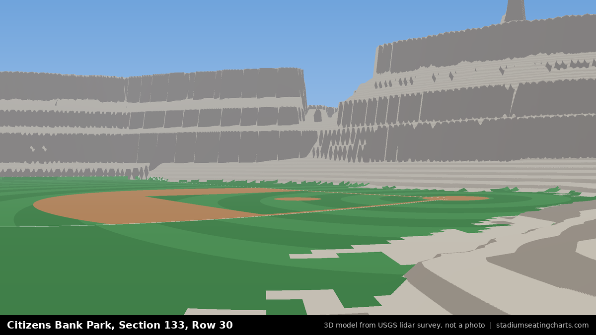 View from Citizens Bank Park Section 133, Row 30, looking toward the pitcher's mound