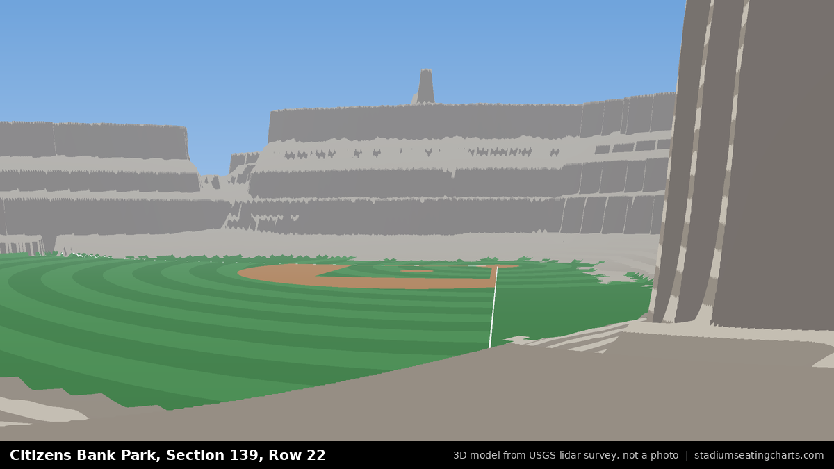 View from Citizens Bank Park Section 139, Row 22, looking toward the pitcher's mound