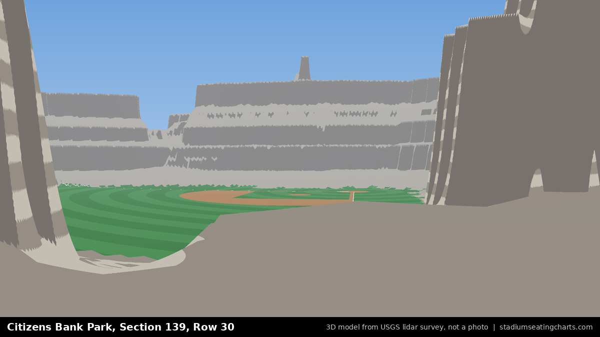 View from Citizens Bank Park Section 139, Row 30, looking toward the pitcher's mound