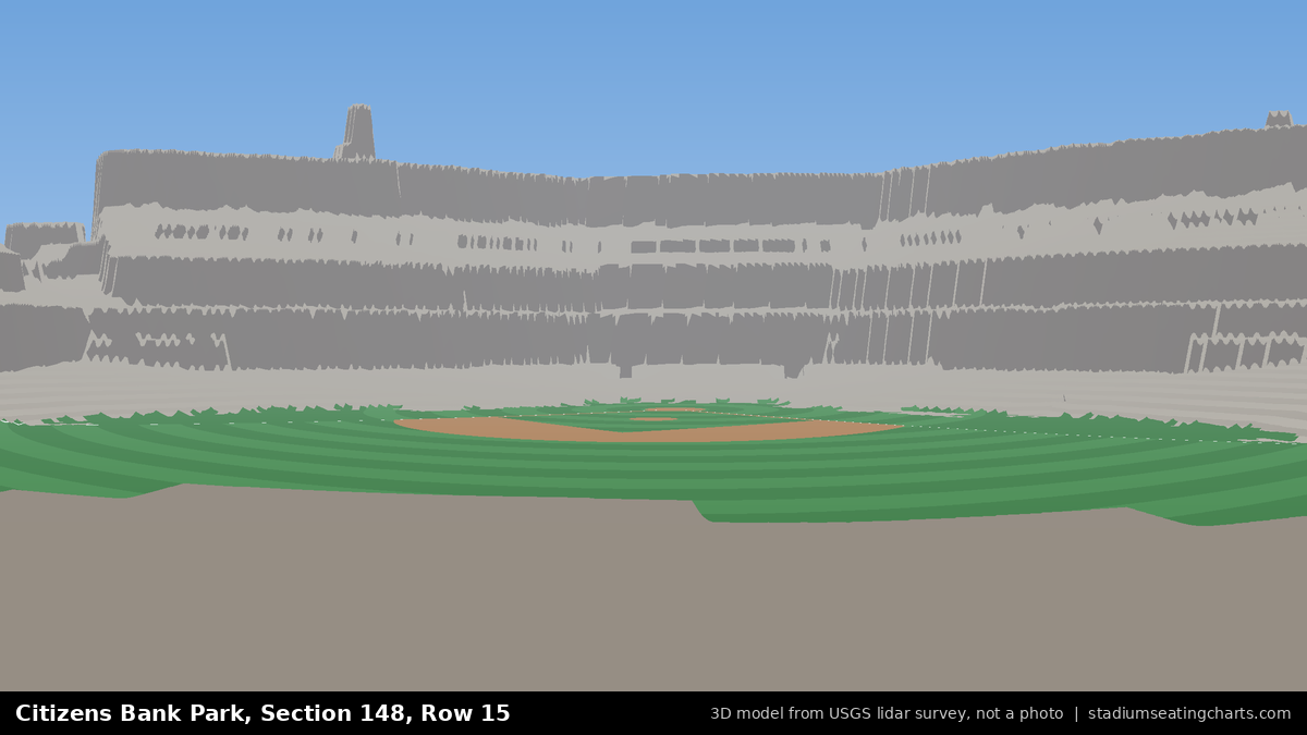 View from Citizens Bank Park Section 148, Row 15, looking toward the pitcher's mound