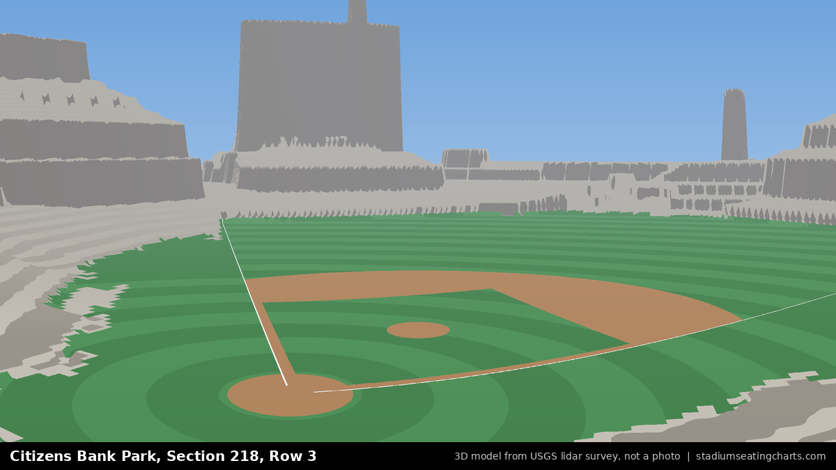 View from Citizens Bank Park Section 218, Row 3, looking toward the pitcher's mound