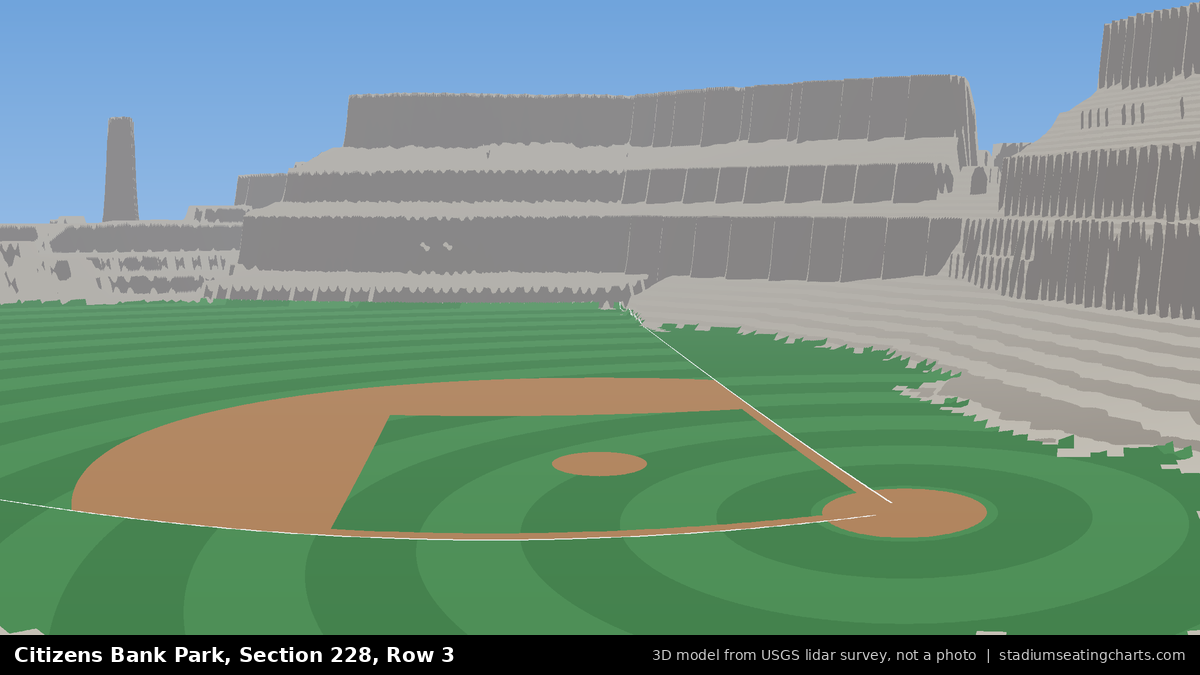 View from Citizens Bank Park Section 228, Row 3, looking toward the pitcher's mound