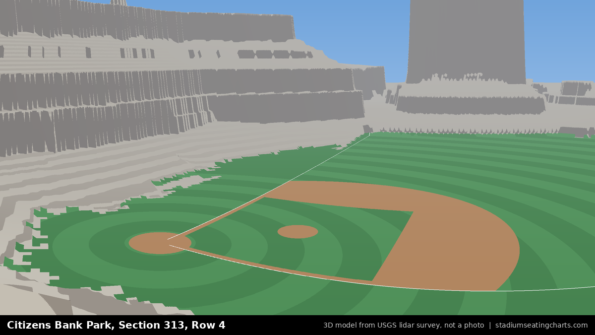 View from Citizens Bank Park Section 313, Row 4, looking toward the pitcher's mound