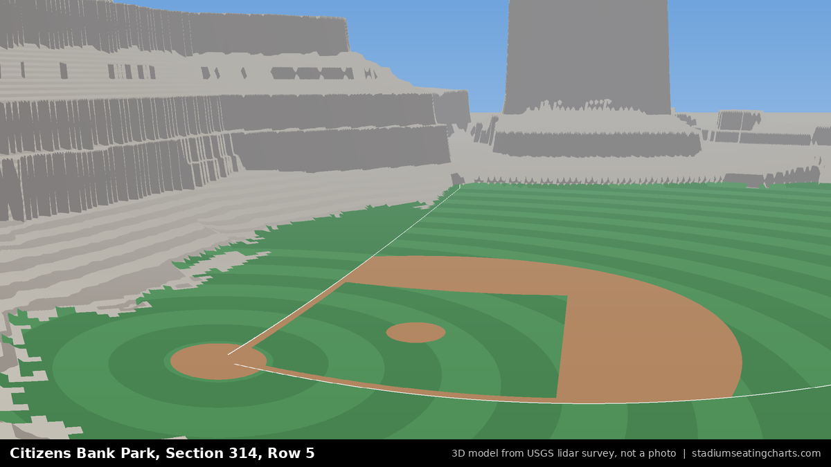 View from Citizens Bank Park Section 314, Row 5, looking toward the pitcher's mound