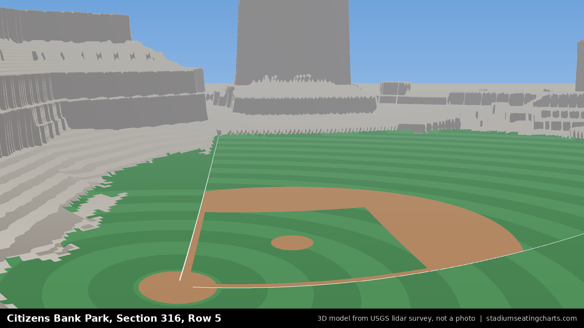 View from Citizens Bank Park Section 316, Row 5, looking toward the pitcher's mound