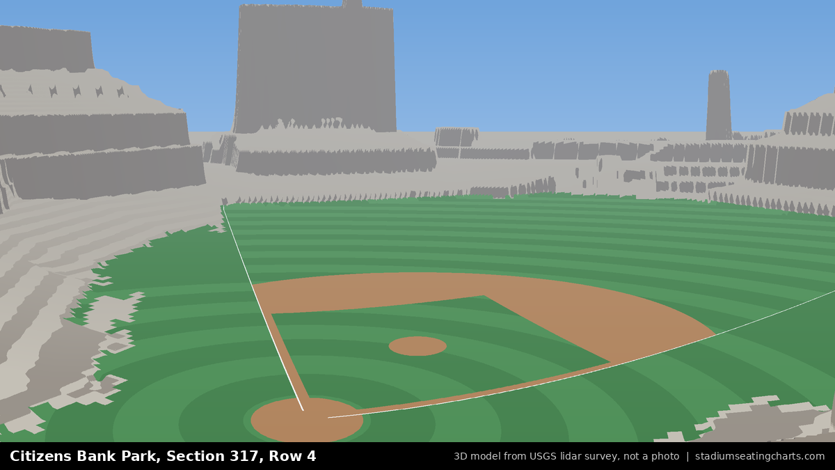 View from Citizens Bank Park Section 317, Row 4, looking toward the pitcher's mound
