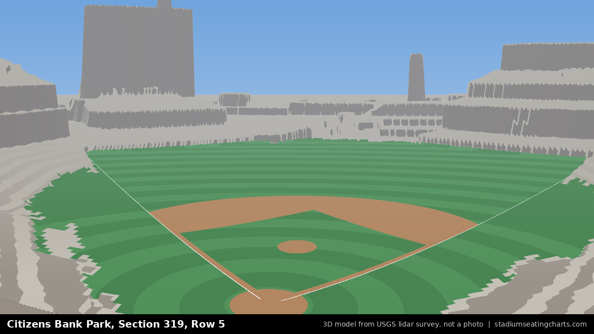 View from Citizens Bank Park Section 319, Row 5, looking toward the pitcher's mound