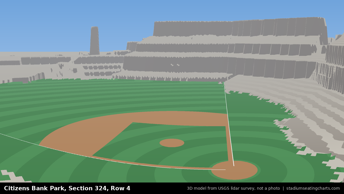 View from Citizens Bank Park Section 324, Row 4, looking toward the pitcher's mound