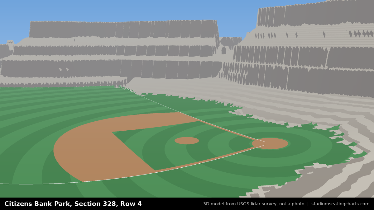 View from Citizens Bank Park Section 328, Row 4, looking toward the pitcher's mound
