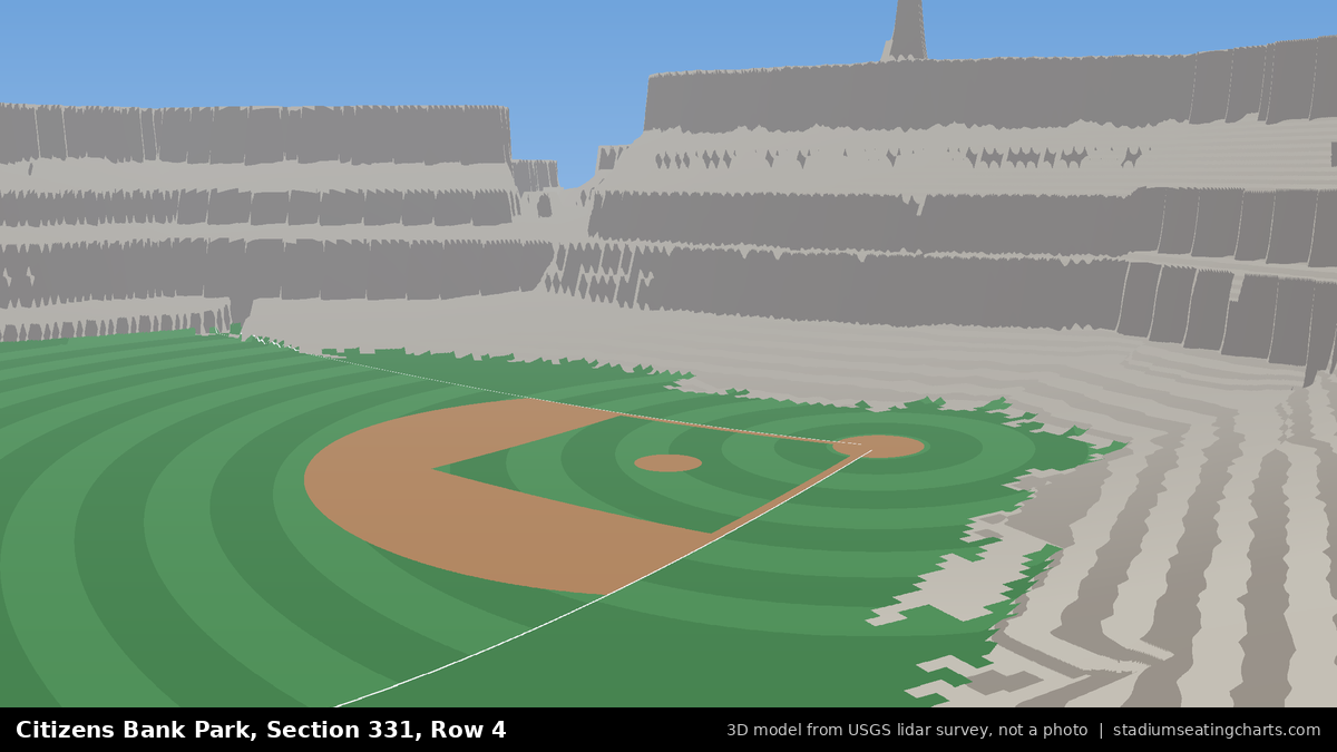 View from Citizens Bank Park Section 331, Row 4, looking toward the pitcher's mound