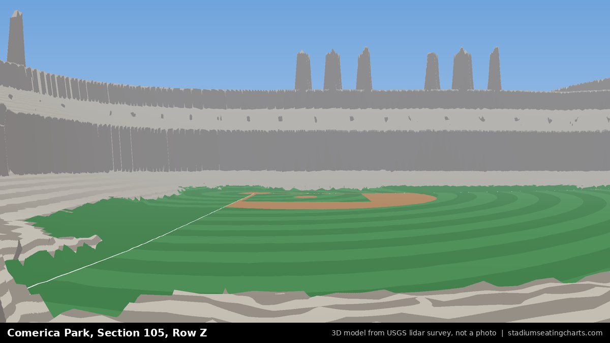 View from Comerica Park Section 105, Row Z, looking toward the pitcher's mound