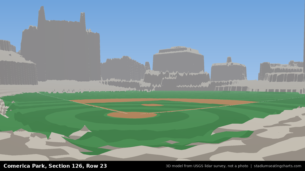 View from Comerica Park Section 126, Row 23, looking toward the pitcher's mound