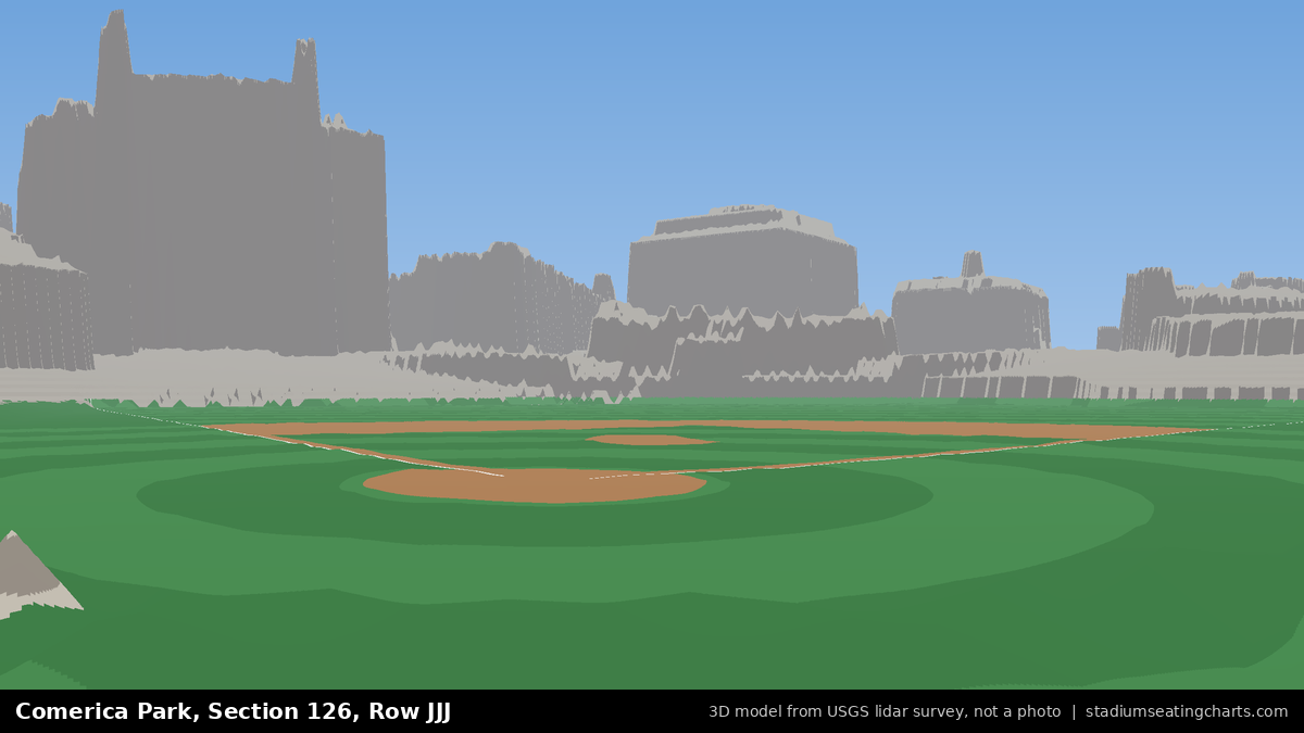 View from Comerica Park Section 126, Row JJJ, looking toward the pitcher's mound