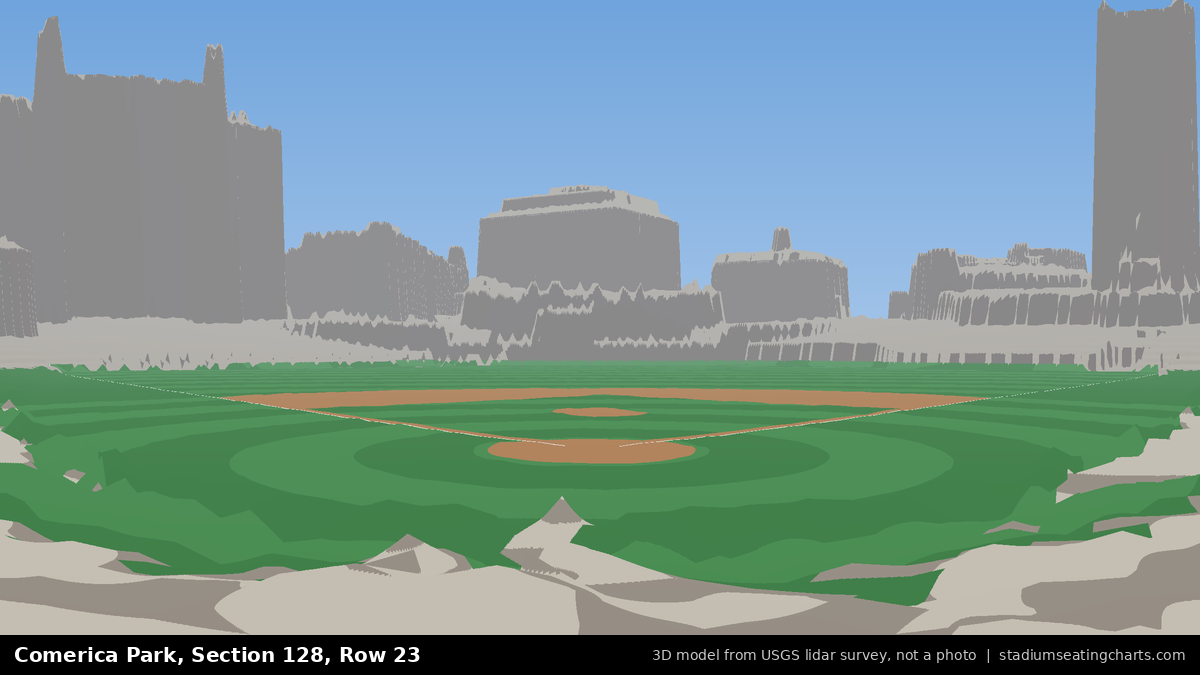 View from Comerica Park Section 128, Row 23, looking toward the pitcher's mound
