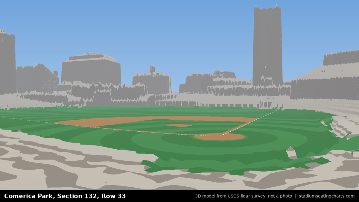 View from Comerica Park Section 132, Row 33, looking toward the pitcher's mound