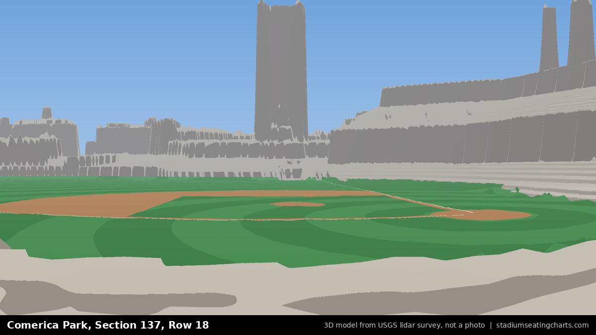 View from Comerica Park Section 137, Row 18, looking toward the pitcher's mound
