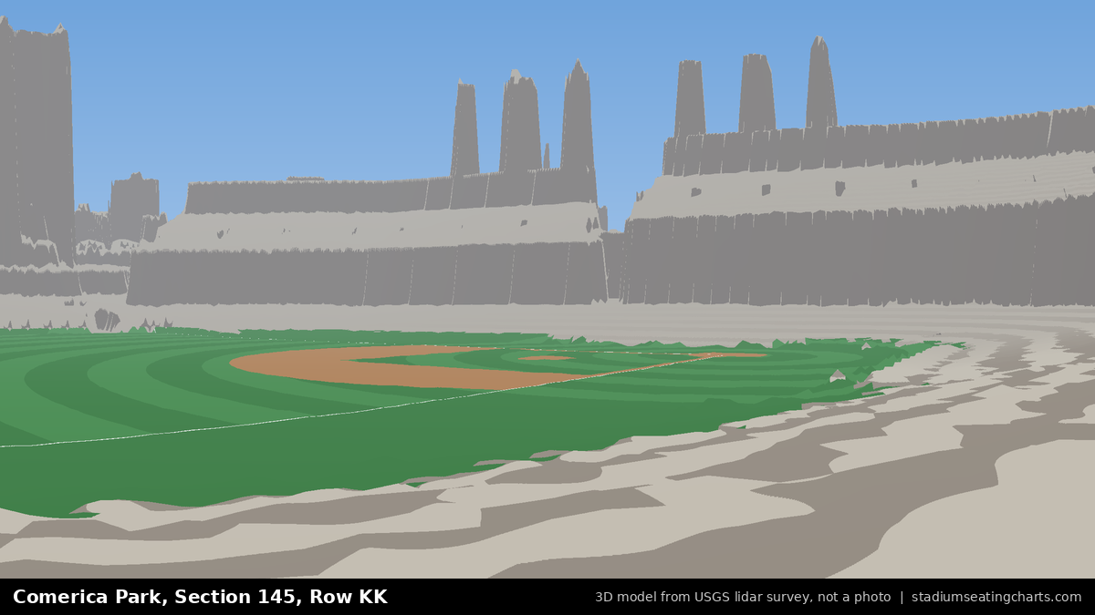 View from Comerica Park Section 145, Row KK, looking toward the pitcher's mound