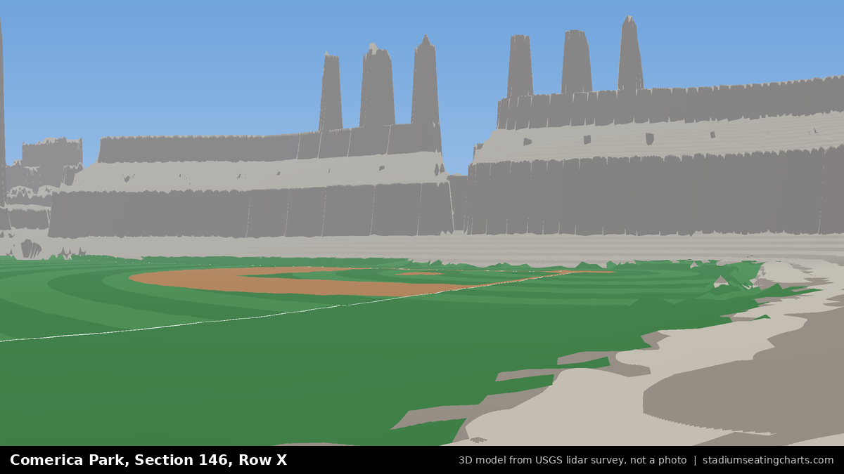 View from Comerica Park Section 146, Row X, looking toward the pitcher's mound