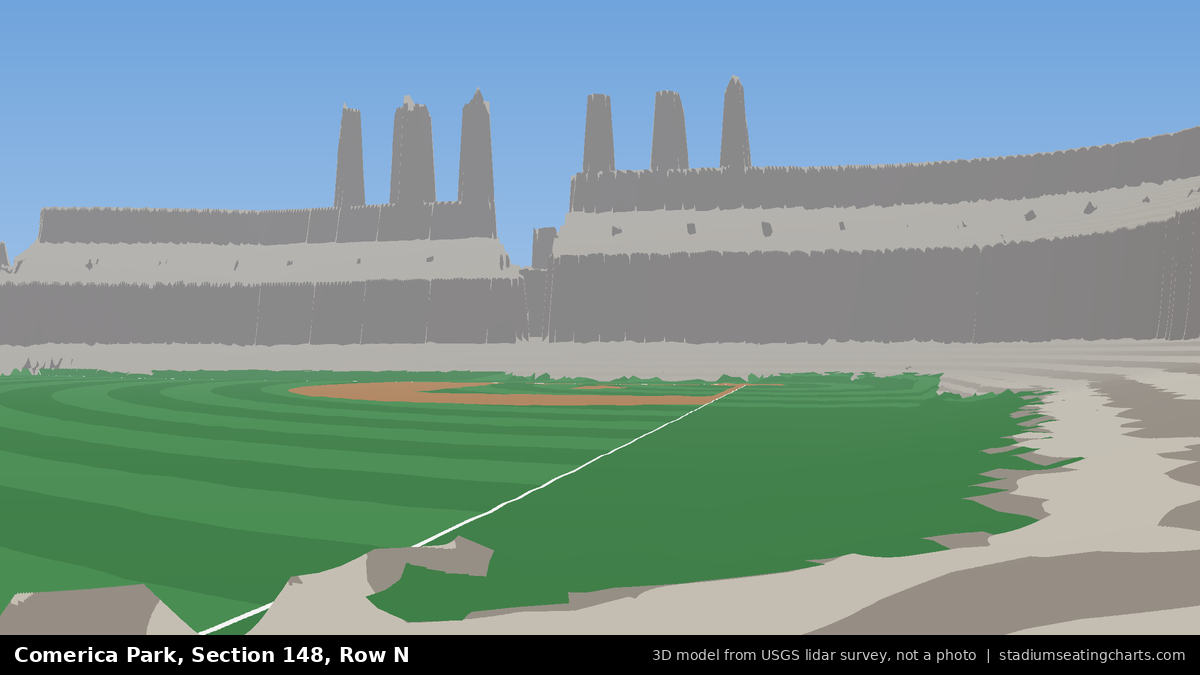 View from Comerica Park Section 148, Row N, looking toward the pitcher's mound