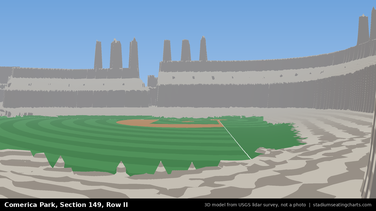 View from Comerica Park Section 149, Row II, looking toward the pitcher's mound