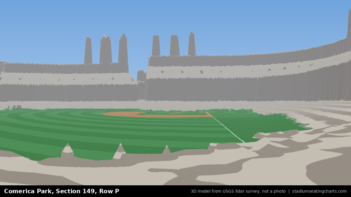 View from Comerica Park Section 149, Row P, looking toward the pitcher's mound