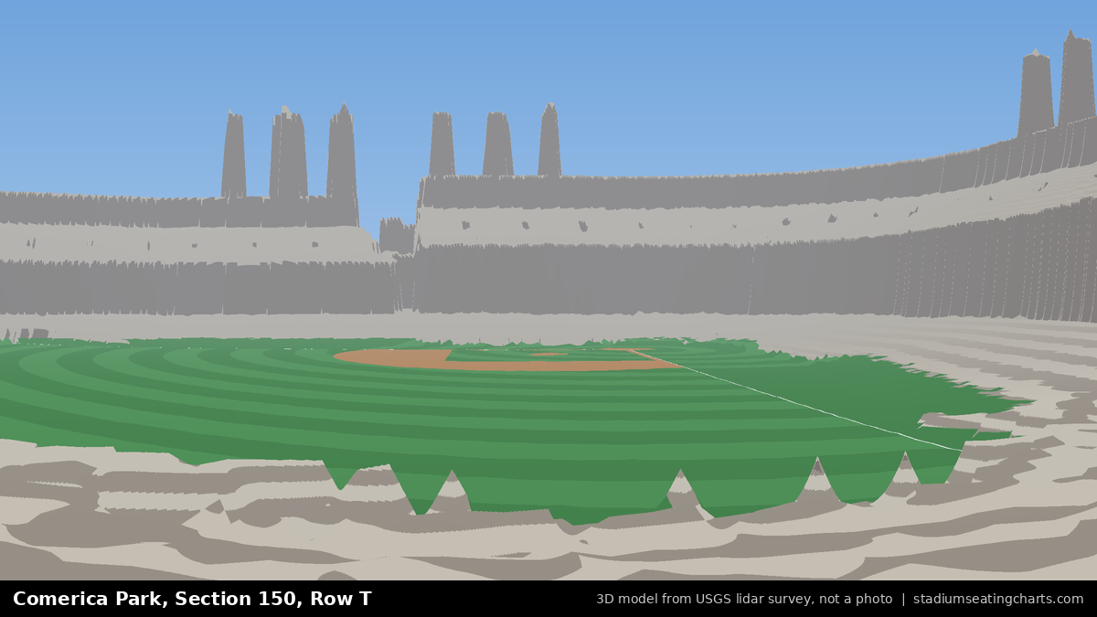 View from Comerica Park Section 150, Row T, looking toward the pitcher's mound