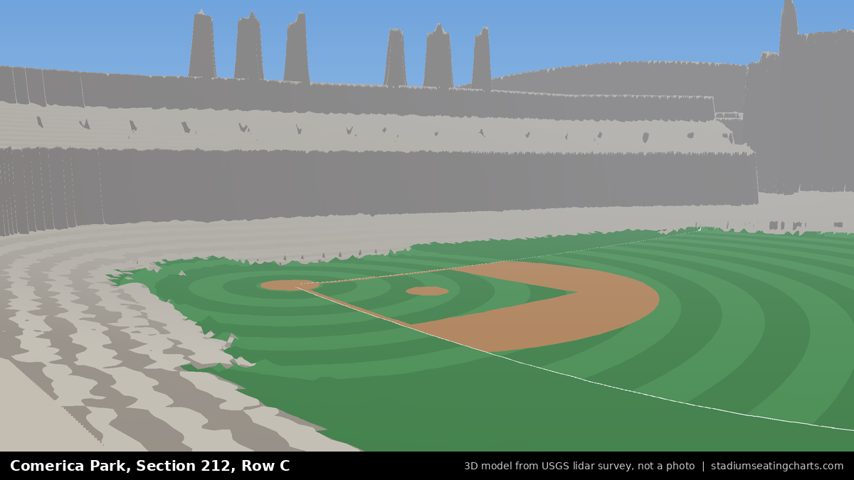 View from Comerica Park Section 212, Row C, looking toward the pitcher's mound