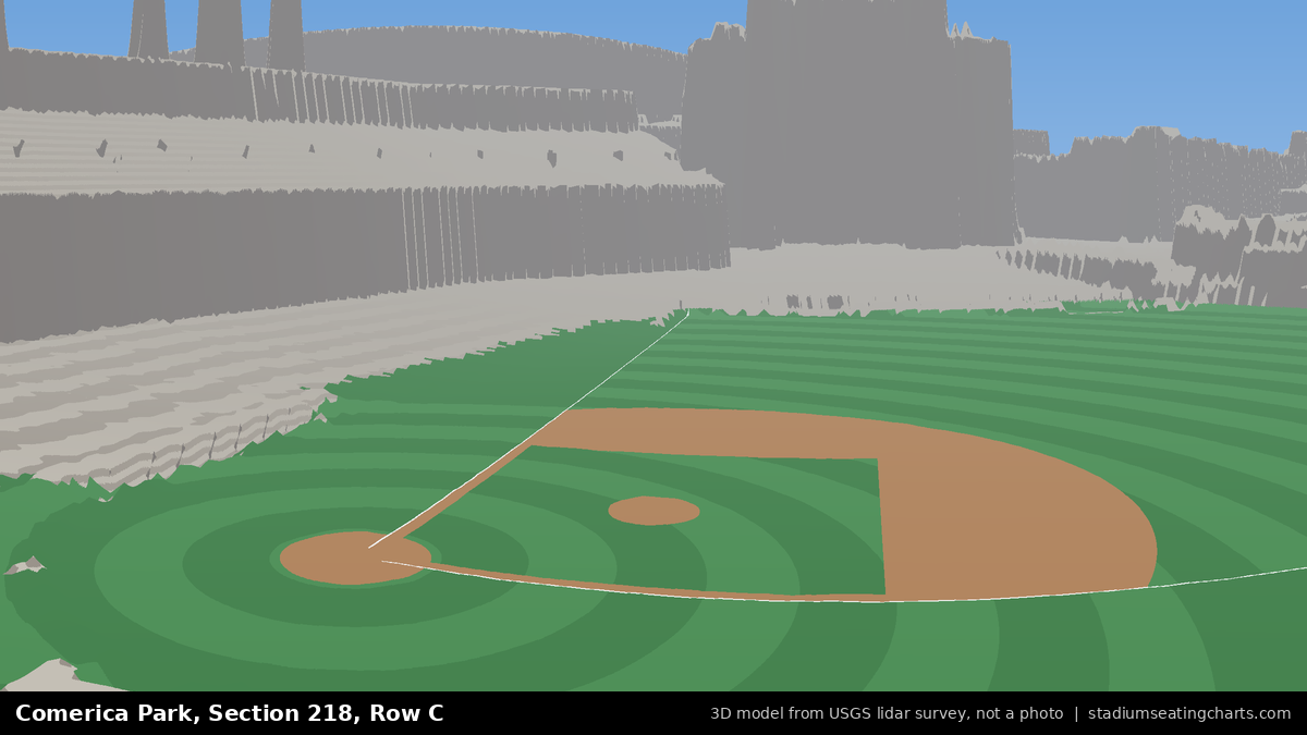 View from Comerica Park Section 218, Row C, looking toward the pitcher's mound