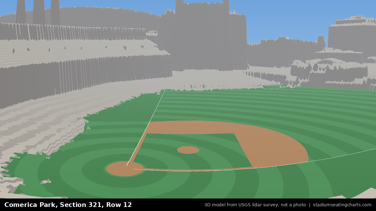 View from Comerica Park Section 321, Row 12, looking toward the pitcher's mound