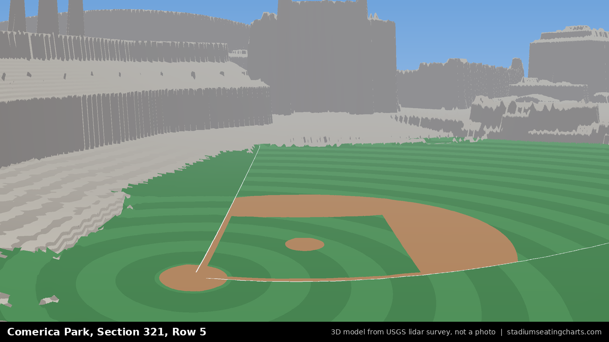 View from Comerica Park Section 321, Row 5, looking toward the pitcher's mound