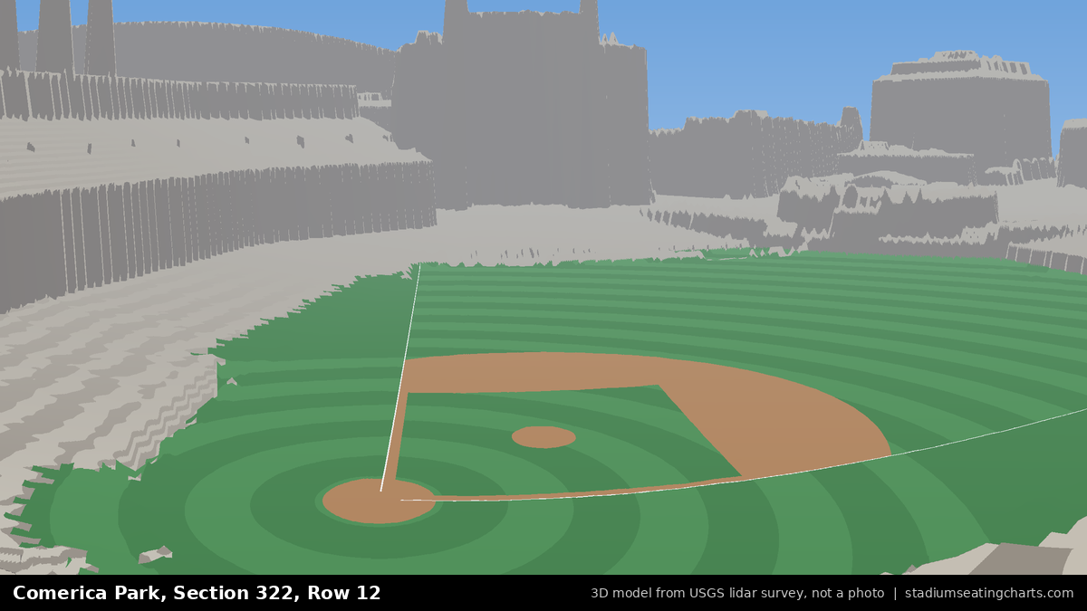 View from Comerica Park Section 322, Row 12, looking toward the pitcher's mound