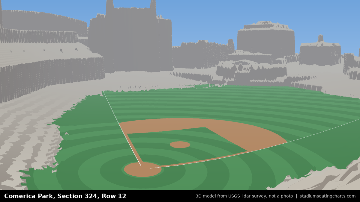View from Comerica Park Section 324, Row 12, looking toward the pitcher's mound