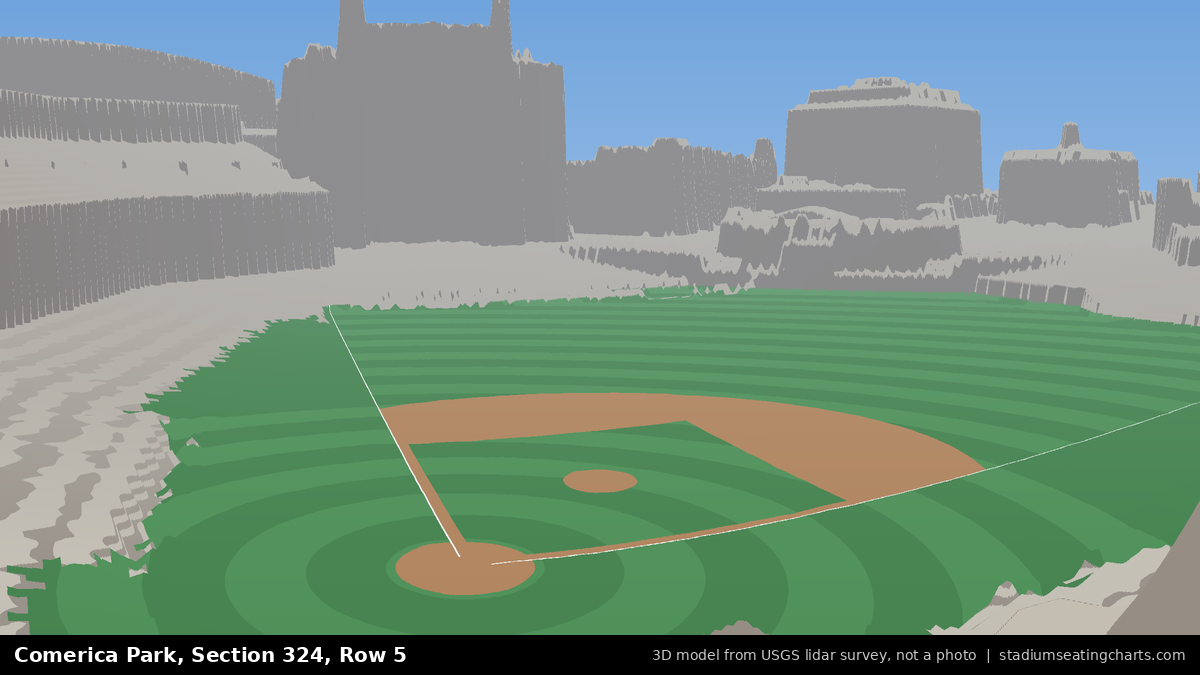 View from Comerica Park Section 324, Row 5, looking toward the pitcher's mound