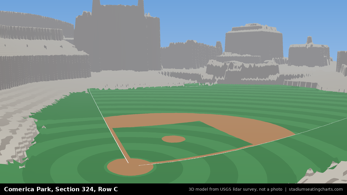 View from Comerica Park Section 324, Row C, looking toward the pitcher's mound