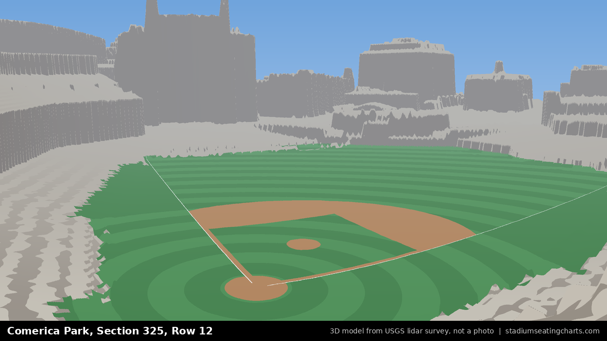 View from Comerica Park Section 325, Row 12, looking toward the pitcher's mound