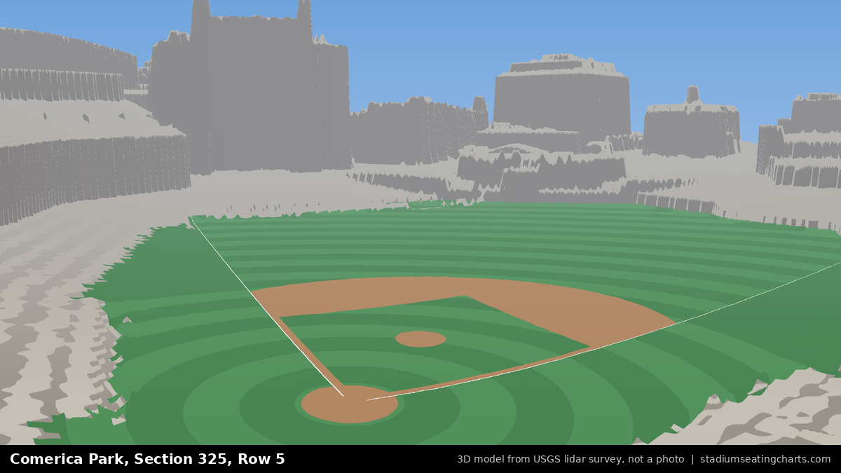 View from Comerica Park Section 325, Row 5, looking toward the pitcher's mound