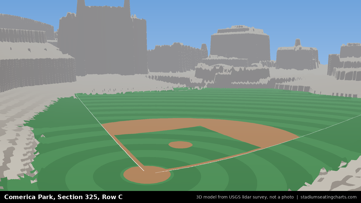 View from Comerica Park Section 325, Row C, looking toward the pitcher's mound