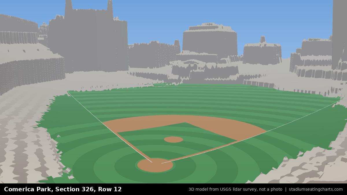 View from Comerica Park Section 326, Row 12, looking toward the pitcher's mound