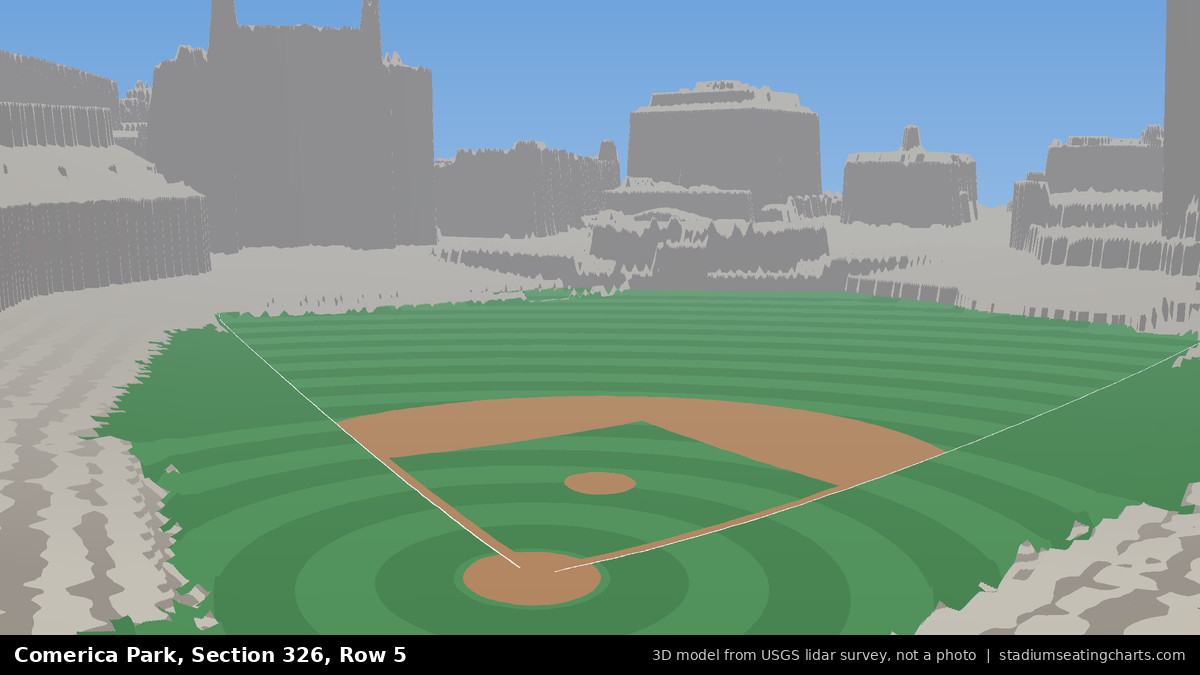 View from Comerica Park Section 326, Row 5, looking toward the pitcher's mound