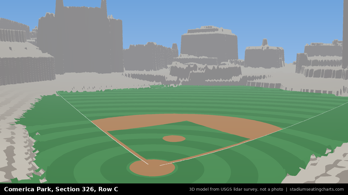 View from Comerica Park Section 326, Row C, looking toward the pitcher's mound
