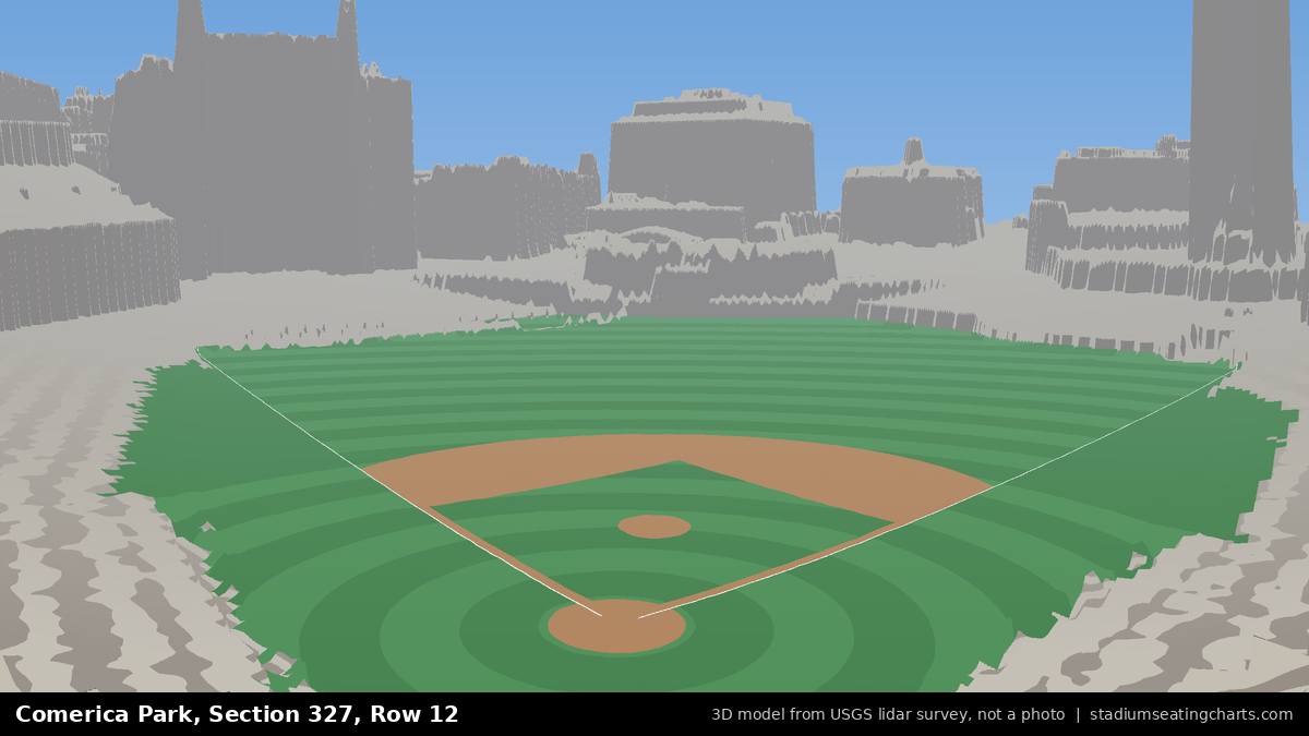 View from Comerica Park Section 327, Row 12, looking toward the pitcher's mound