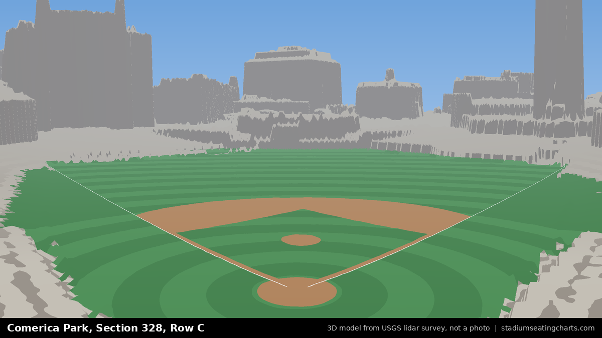View from Comerica Park Section 328, Row C, looking toward the pitcher's mound