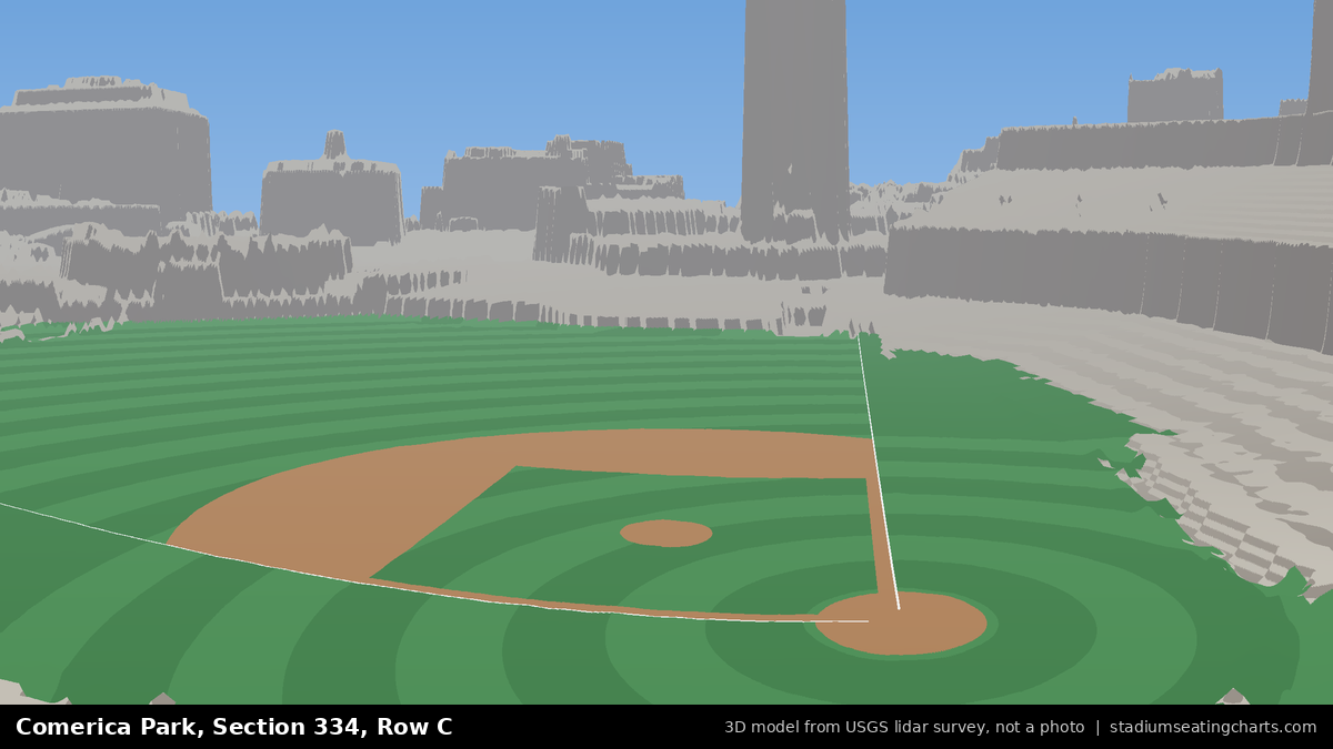 View from Comerica Park Section 334, Row C, looking toward the pitcher's mound