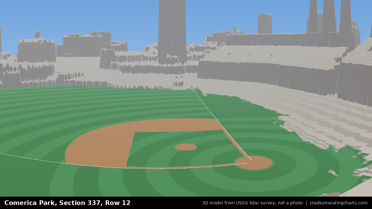 View from Comerica Park Section 337, Row 12, looking toward the pitcher's mound